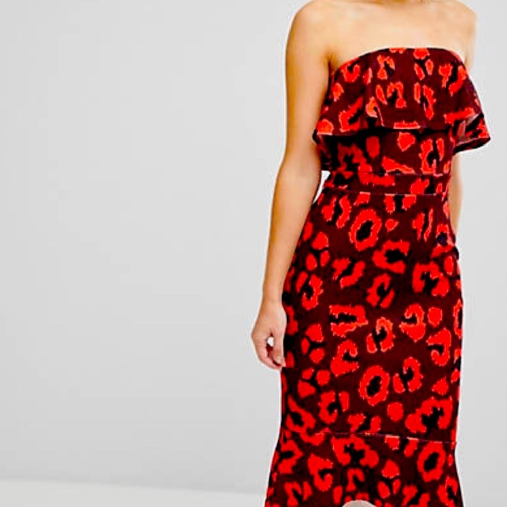 Silver Bloom Red off shoulder dress L 10